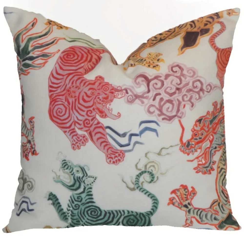 2 Chinoiserie Accent Throw Pillow Covers 18x18"